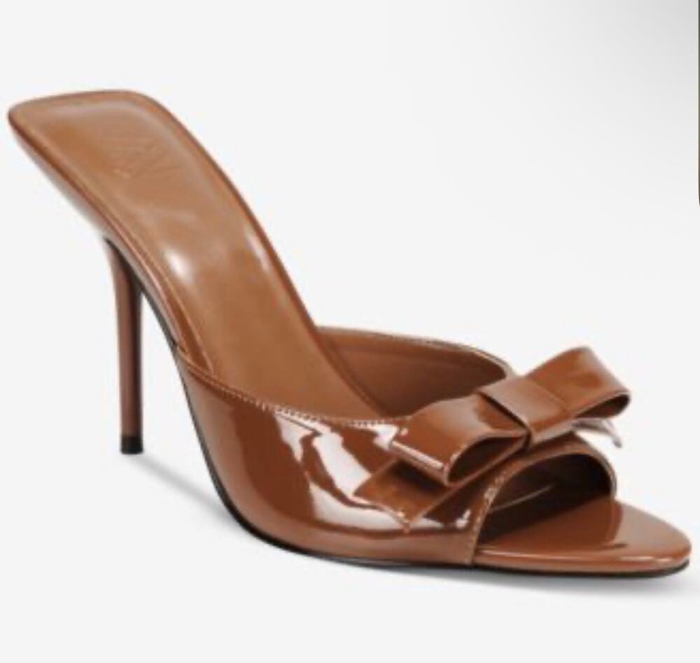 Aminah tan bow heel mule Giselle $195 size 6.5